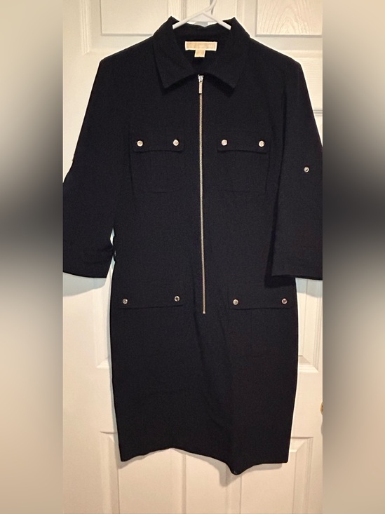 Michael Kors Dresses & Skirts - Michael Kors Black Zip-Front Trench Coat Dress